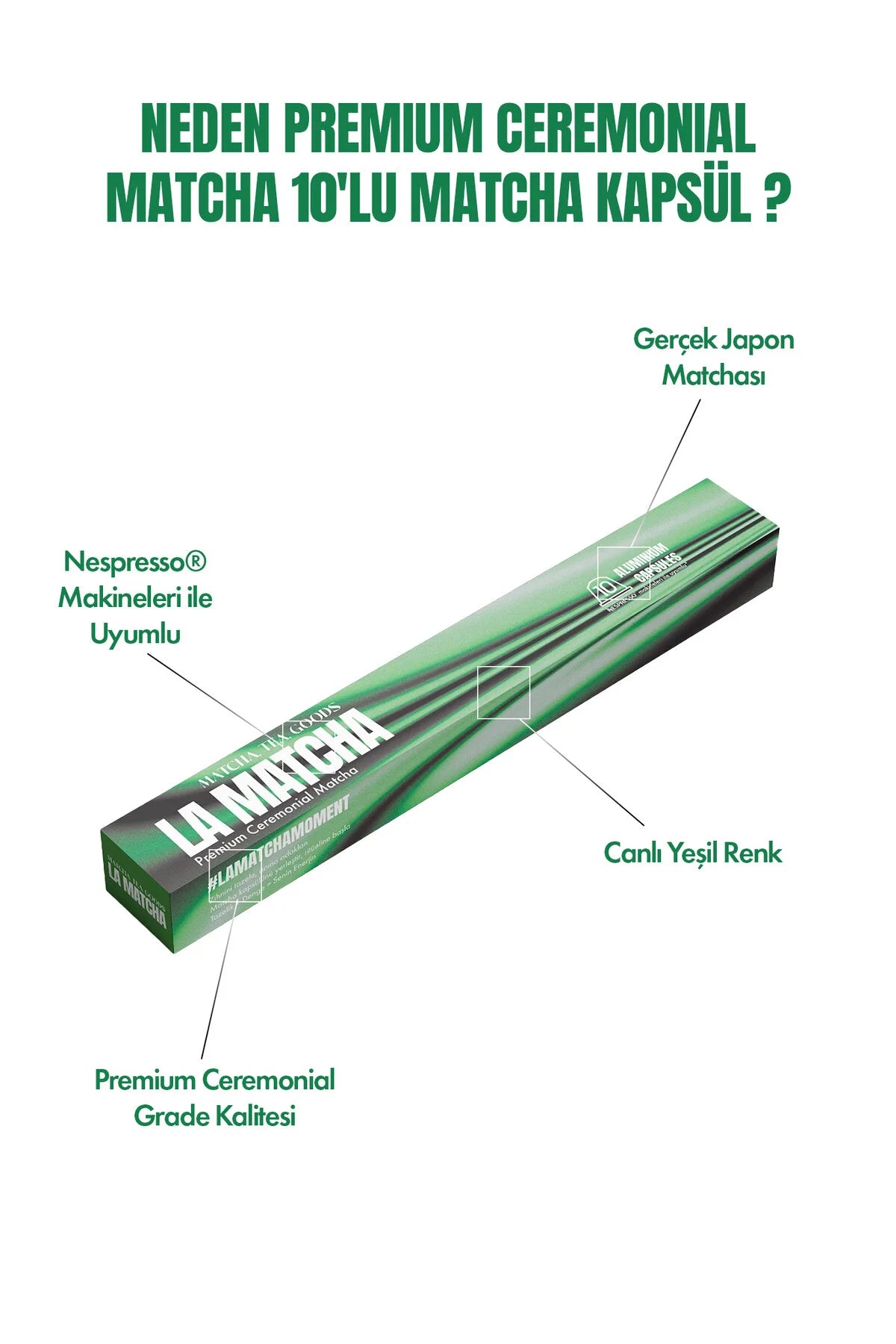 Premium Ceremonial Matcha – Nespresso® Uyumlu 10'lu Kapsül