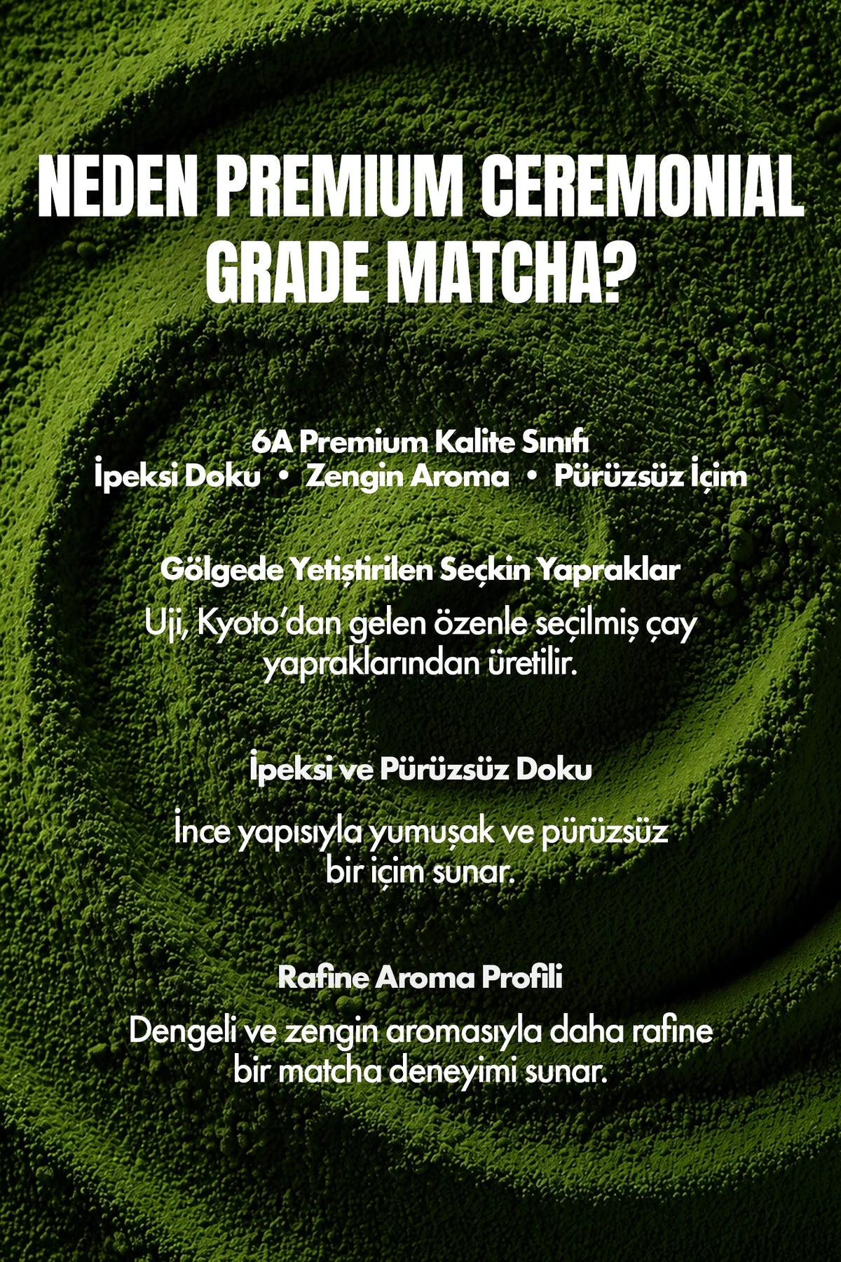 Premium Ceremonial Grade Matcha – Uji Japon Yeşil Çay Tozu, 50 g
