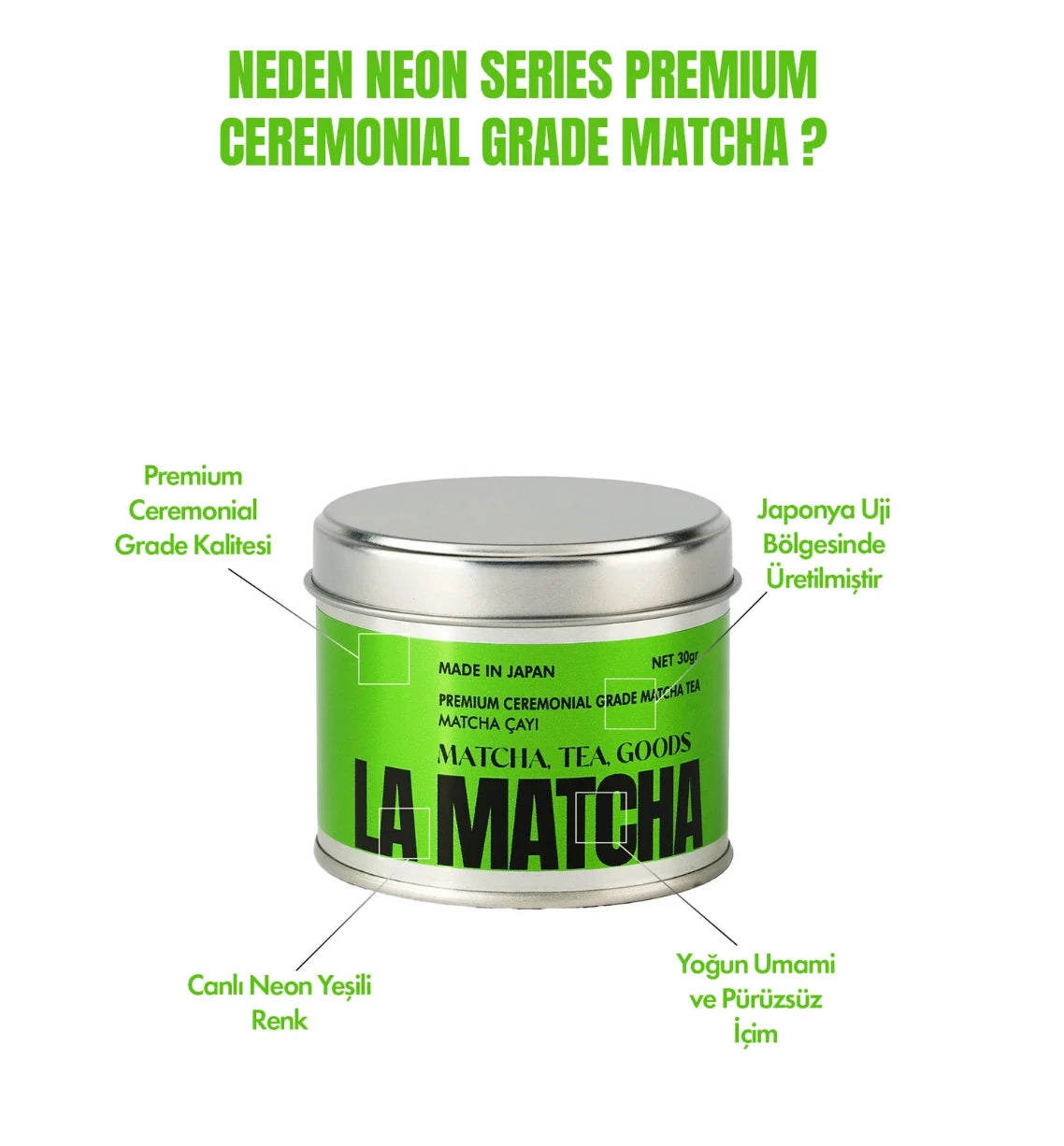 Neon Series Premium Matcha 30 g + Bambu Whisk (Chasen) Seti